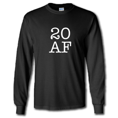 20 AF Turning Age 20 Funny Birthday Black Cotton T-Shirt