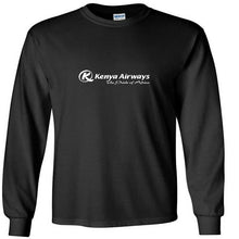 Load image into Gallery viewer, Kenya Airways White Logo African Airline Black Long Sleeve T-shirt