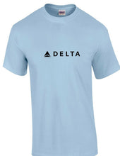 Load image into Gallery viewer, Delta Airline Black Logo US Aviation Travel Cotton Light Blue T-Shirt