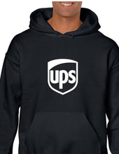 Load image into Gallery viewer, United Parcel Service UPS White Package Delivery Black Hoodie Hooded Sweatshirt