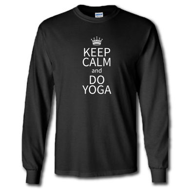 Keep Calm And Do Yoga Funny Work Out Parody Black Cotton T-Shirt