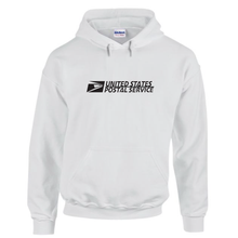 Load image into Gallery viewer, USPS United States Post Office Mail Carrier Retro White Hoodie Hooded White with black print Sweatshirt
