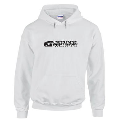 USPS United States Post Office Mail Carrier Retro White Hoodie Hooded White with black print Sweatshirt