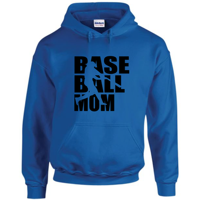 Baseball Mom Player Batting Silhouette Royal Blue  Drawstring Hoodie Sweatshirt