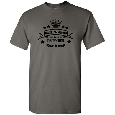 Kings Are Born In November Funny Happy Birthday Charcoal Grey Cotton Short Sleeve T-shirt