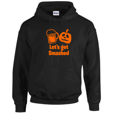 Lets Get Smashed Pumpkin Beer Funny Halloween Costume Drawstring Black Hoodie Sweatshirt