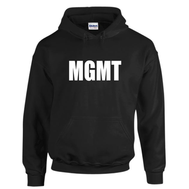 MGMT Bold Text Black Cotton Hoodie White print Sweatshirt