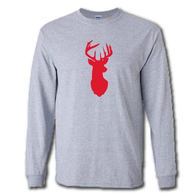 Reindeer Steed Christmas Holiday Family Long Sleeve Cotton Grey T-shirt