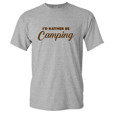 Id Rather Be Camping Outdoor Funny Vacation Short Sleeve Grey Cotton T-Shirt