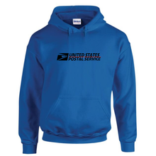 Load image into Gallery viewer, USPS United States Post Office Mail Carrier Retro Royal Blue Hoodie Hooded Royal with black and red Sweatshirt