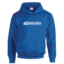 Load image into Gallery viewer, USPS United States Post Office Mail Carrier Retro Royal Blue Hoodie Hooded royal with white print Sweatshirt