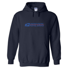 Load image into Gallery viewer, USPS United States Post Office Mail Carrier Retro Navy Hoodie Hooded Navy with blue and red print Sweatshirt