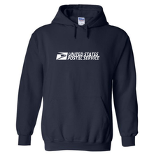 Load image into Gallery viewer, USPS United States Post Office Mail Carrier Retro Navy Hoodie Hooded Navy with white print  Sweatshirt