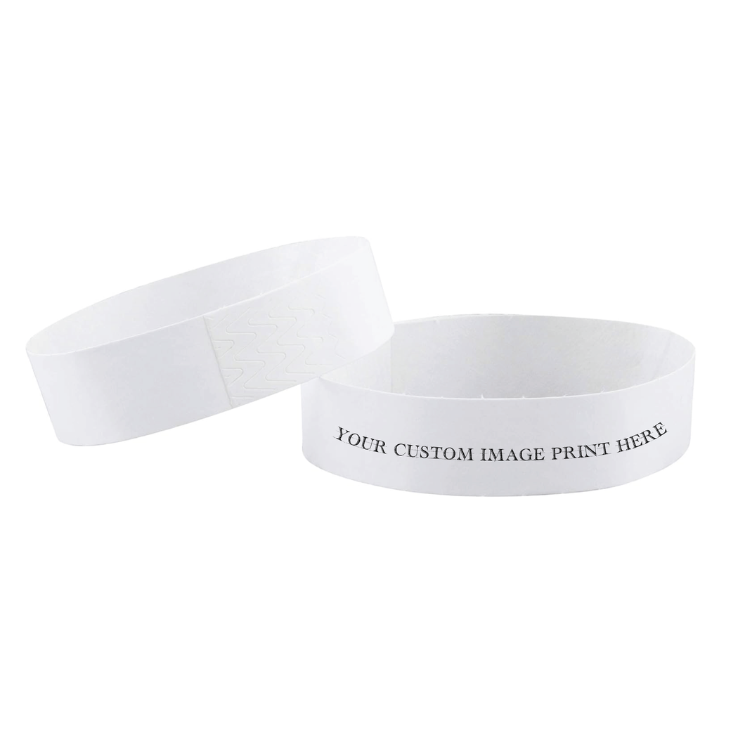 Single use tyvek event wristband with adjustable adhesive closure