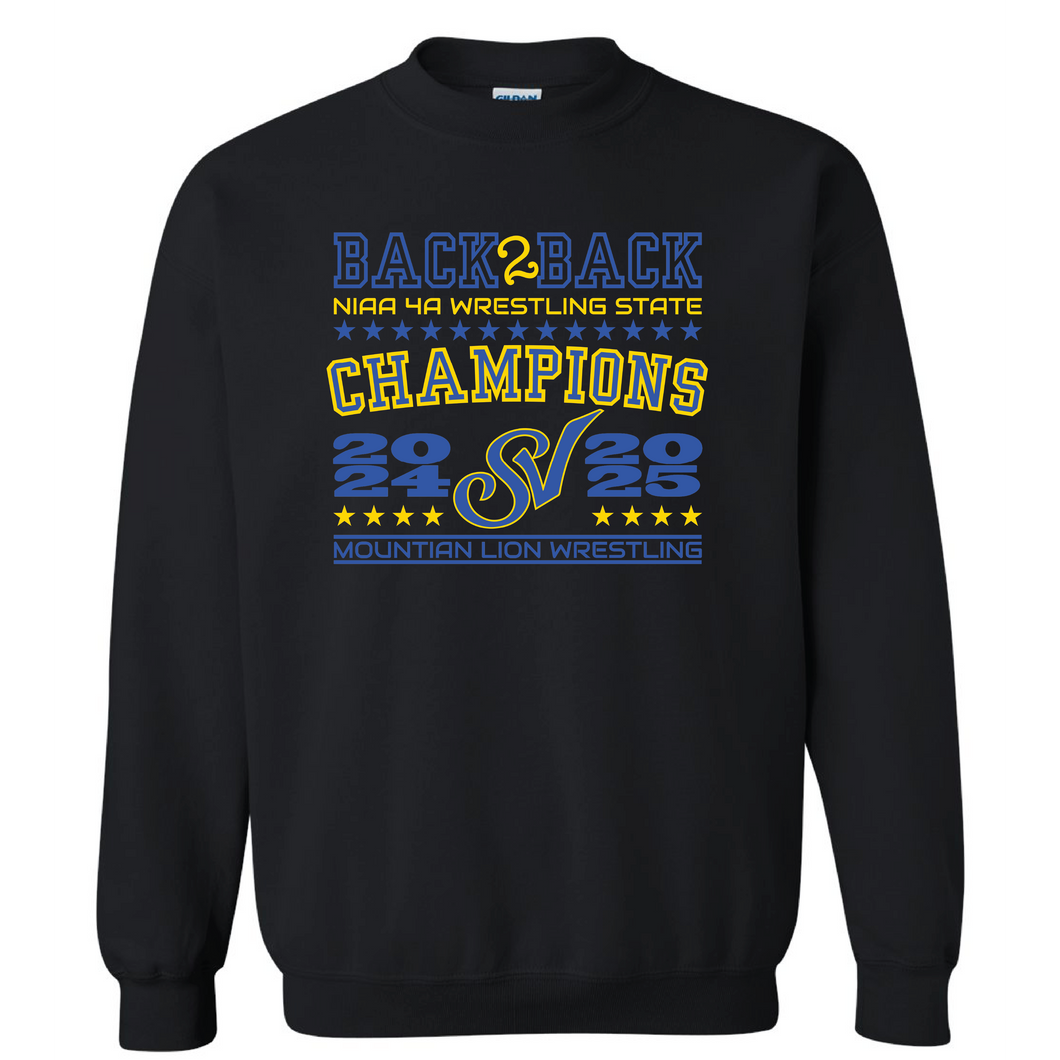 SIERRA VISTA BACK 2 BACK STATE CHAMPIONS 50/50 COTTON POLY CREWNECK SWEATSHIRT