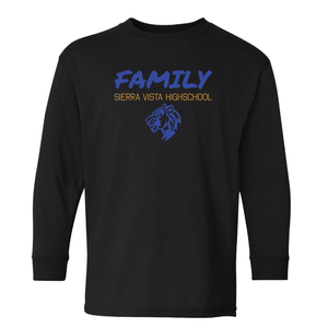 Sierra Vista High School spirit wear "big kid" YOUTH long sleeve lion logo shirt