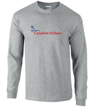 Load image into Gallery viewer, Canadian Airlines Red Blue Logo Canada Sport Gray Long Sleeve Cotton T-shirt
