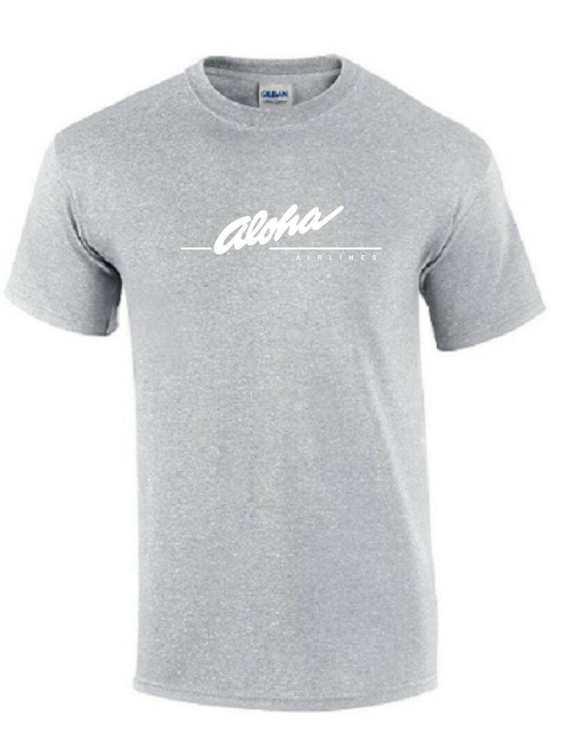 Aloha Airlines White Vintage Logo Shirt Hawaiian Airline Sport Gray T-Shirt