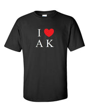 Load image into Gallery viewer, I Heart Love AK Shirt Alaska Pride State Last Frontier Black White Red T-shirt
