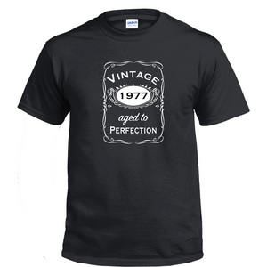 Vintage Aged To Perfection 1977 70s Birthday Gift Whiskey Gift Cotton T-shirt