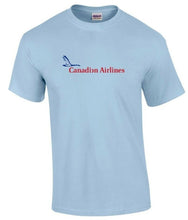 Load image into Gallery viewer, Canadian Airlines Red Blue Logo Canada Aviation Light Blue  Cotton T-shirt
