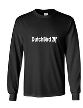 Load image into Gallery viewer, DutchBird White Retro Logo Dutch Airline Aviation Black Long Sleeve T-Shirt
