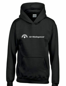 Air Madagascar White Retro Logo Hoodie Travel Airline Black Hooded Sweatshirt