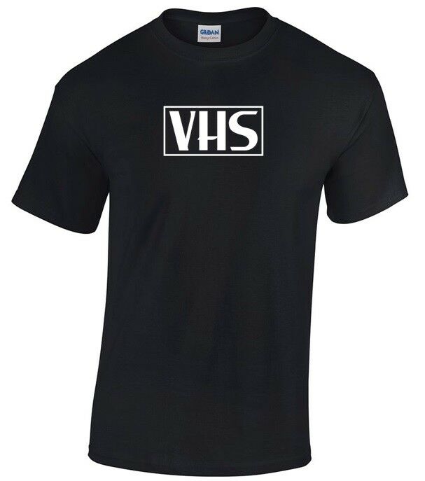 VHS T-shirt RETRO FUNNY Video Tape MOVIE GEEK White Black Tee Shirt S-5XL