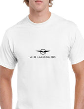 Load image into Gallery viewer, Air Hamburg Black Retro Logo German Airline Geek White Cotton T-shirt
