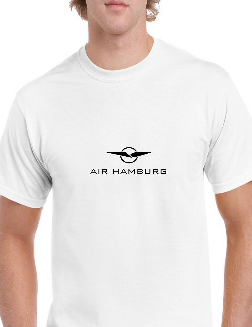 Air Hamburg Black Retro Logo German Airline Geek White Cotton T-shirt