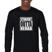 Load image into Gallery viewer, Straight Outta Rehab Drug Humor Funny Black Mens Cotton Long Sleeve T-shirt
