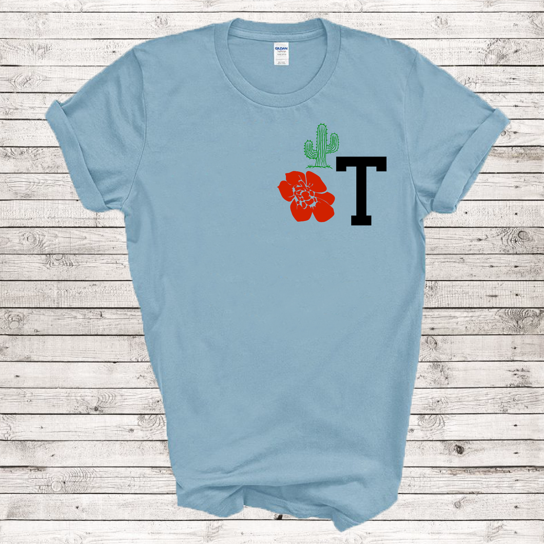 Monogram T Names Flower Cactus Fashion 21st Century Woman Retro Gift T-shirt