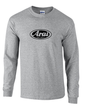 Load image into Gallery viewer, Arai Racing Helmet White Gray Black Logo Long Sleeve Mens Cotton T-Shirt
