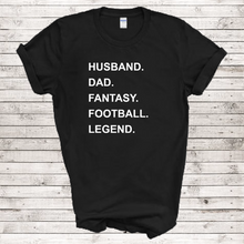 Load image into Gallery viewer, Husband Dad Fantasy Football Legend The League Team Black Cotton T-Shirt
