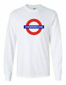 The Underground Logo Tee London Metro Railway Train White Long Sleeve T-Shirt