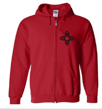 Load image into Gallery viewer, New Mexico Flag Symbol Hoodie Star Ancient ZIa Sun Full Zip Hooded Sweatshirt
