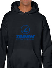 Load image into Gallery viewer, Tarom Romanian Air Transport Airline Blue Logo Black Hoodie Hooded Sweatshirt
