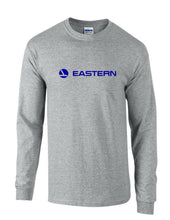 Load image into Gallery viewer, Eastern Airlines Blue Retro Logo Shirt Aviation Sport Gray Long Sleeve T-shirt
