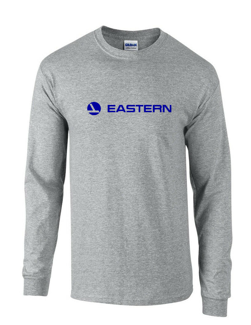 Eastern Airlines Blue Retro Logo Shirt Aviation Sport Gray Long Sleeve T-shirt