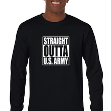 Load image into Gallery viewer, Straight Outta US Army Patriotic Black Mens Cotton Long Sleeve T-shirt
