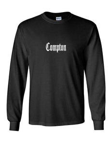 Compton T-Shirt L.A. Cali Old English Hip Hop Urban Long Sleeve Tee Shirt