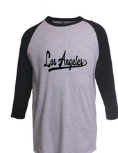 Load image into Gallery viewer, Los Angeles 3/4 Sleeve Raglan T-Shirt LA Baseball Sports Tail Style All Colors
