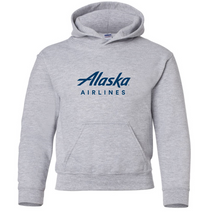 Load image into Gallery viewer, Alaskan Airlines Aviation Air Travel Retro Pilot Gray Hoodie Hooded Sweatshirt
