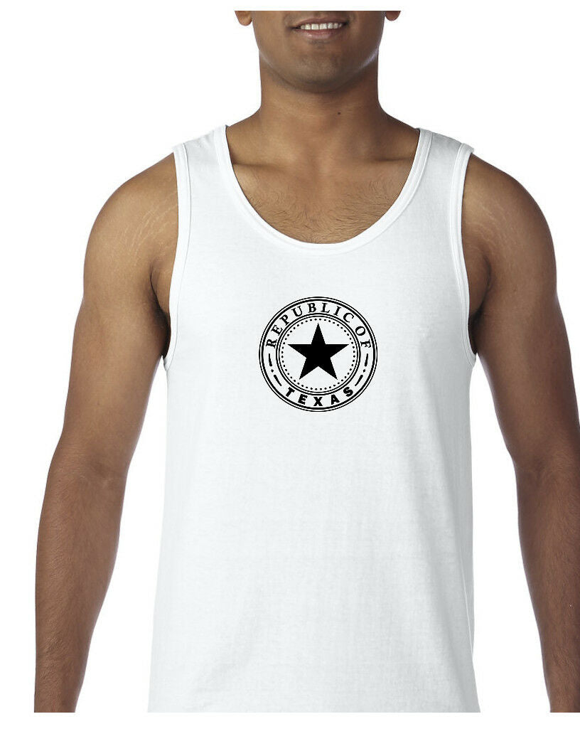 Black Seal Republic of Texas White Sleeveless Tank Top Lone Star State Shirt