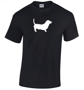 Basset Hound T-Shirt Black White Tee Shirt Cotton Dog Canine Pet S-5XL