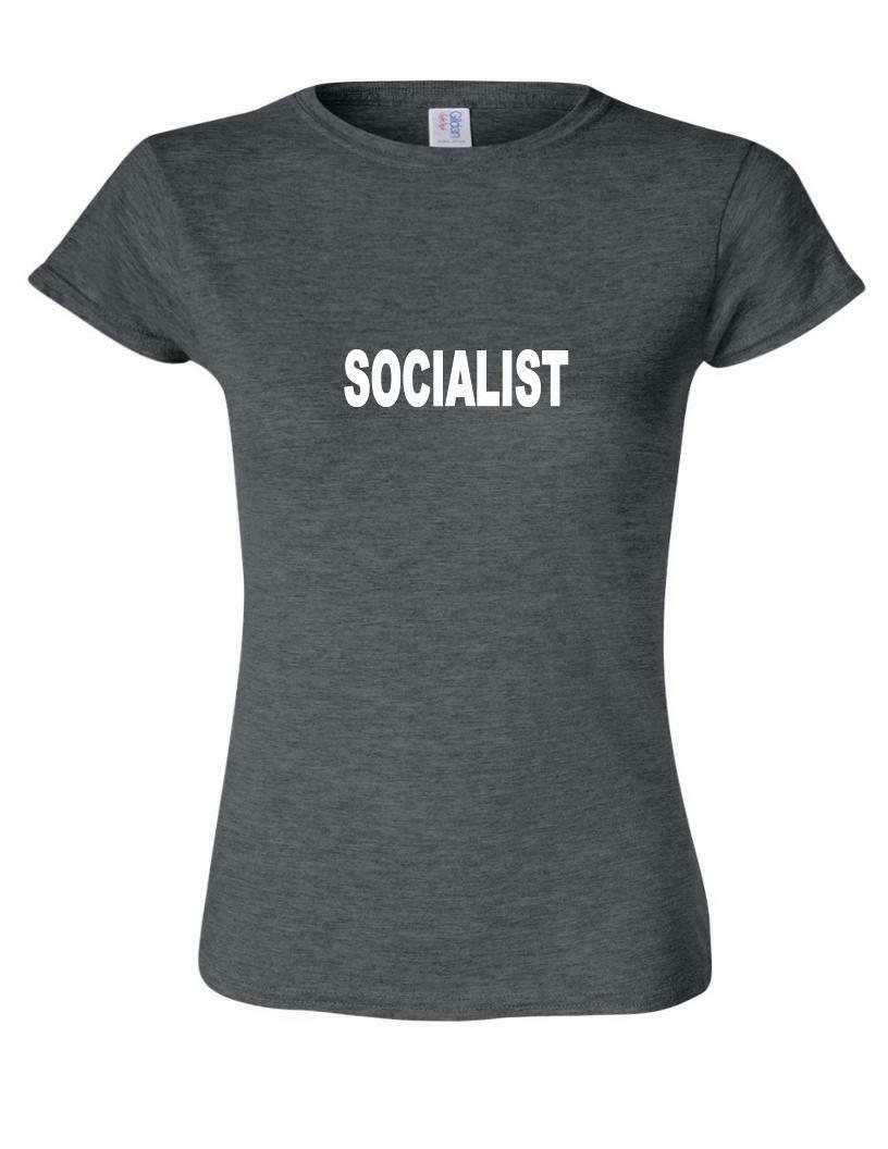 SOCIALIST T-Shirt Bernie Sanders 2020 '20 Democratic Women Gray White T-shirt