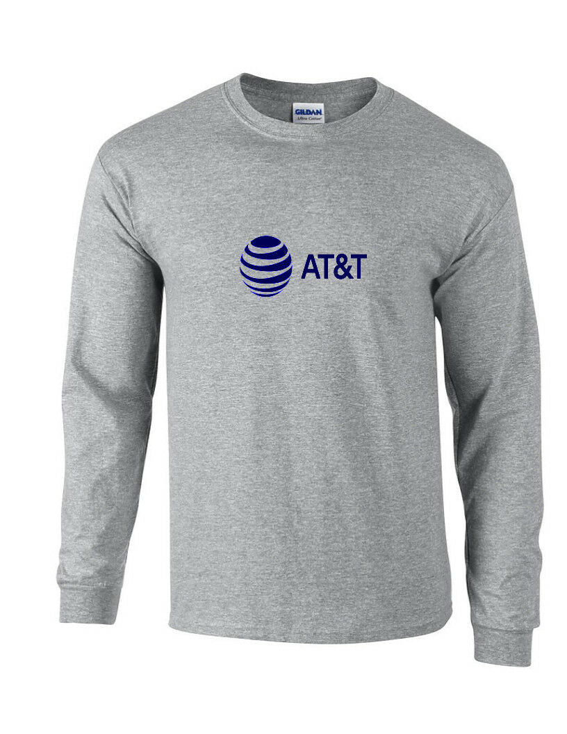 AT&T T-shirt 80s Vintage Blue LOGO Funny GEEK Phone Long Sleeve Gray Shirt