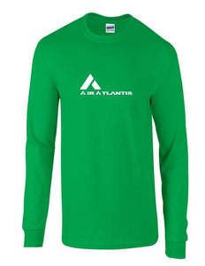 Air Atlantis White Logo Portuguese Airline Long Sleeve Irish Green T-shirt