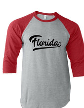 Load image into Gallery viewer, Florida 3/4 Sleeve Raglan T-Shirt Miami Baseball Sports Tail Style All Colors
