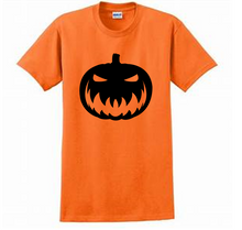 Load image into Gallery viewer, Creepy Jack o Lantern Tee Shirt Orange Pumpkin Halloween Costume Party T-Shirt
